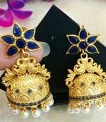 Georgeous Matt Finish High Gold Temple Blue Jumkas