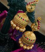 Georgeous Matt Finish High Gold Temple Jumkas