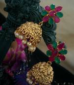 Georgeous Matt Finish High Gold Temple Jumkas