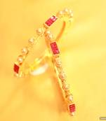 Gold Look Filigree Polki Bangles