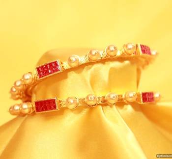Gold Look Filigree Polki Bangles 2