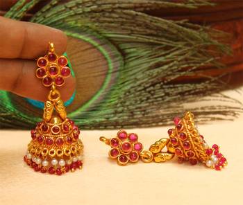 Beautiful High Gold Pink Colour  Geru Polish  Jhumkas 1