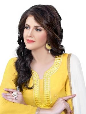 Yellow Cotton Embroidered Semi Stitched Salwar With Dupatta 3