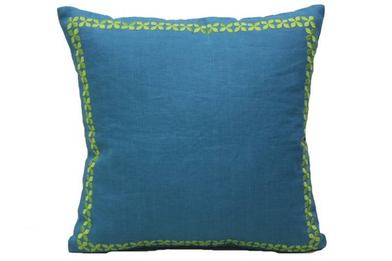 Linen fabric blue color cushion cover (40x40 cms) Blueberry Home