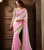 Light Pink plain georgette saree With Blouse