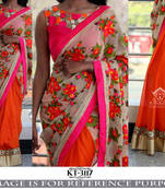 multicolor embroidered georgette saree With Blouse