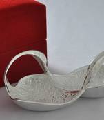 Silver polish double duck shape brass mouth freshener deepawali gift with box n 2 spoons