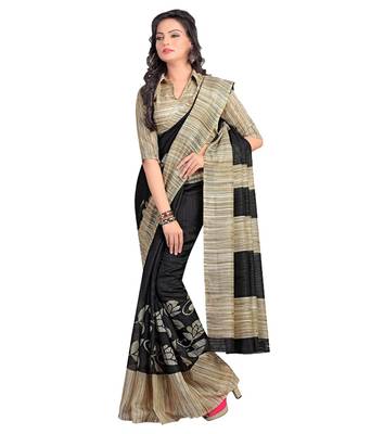 multicolor printed bhagalpuri silk saree With Blouse 1