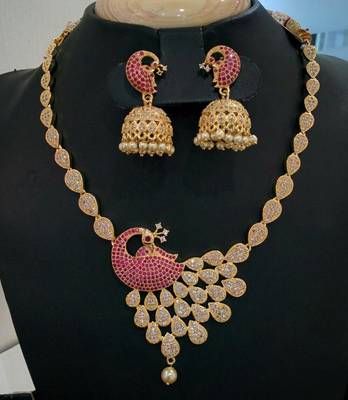 Georgeous High Gold Plated Peacock Necklace Set 1