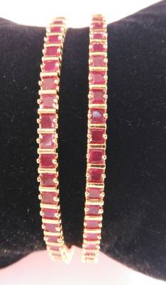 Georgeous  Gold Plated Ruby Bangles 1