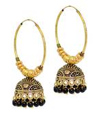 Party Wear Gold Oxidised Black color bead Bali cum Jhumka Earrings for Women