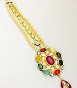 Multicolor Navratan Kundan Pearl Maang Tikka