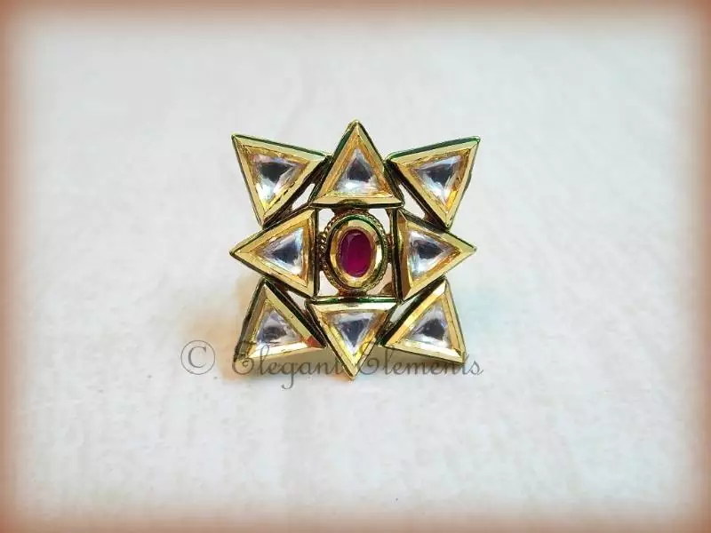 Star design kundan adjustable ring