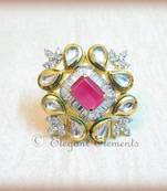 New Fusion art, kundan and ad stud adjustable ring