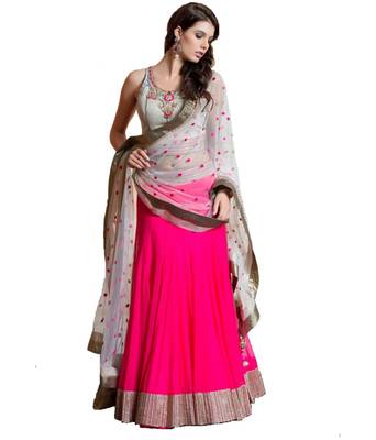 Multicolor embroidered georgette unstitched ethnic lehengas 1