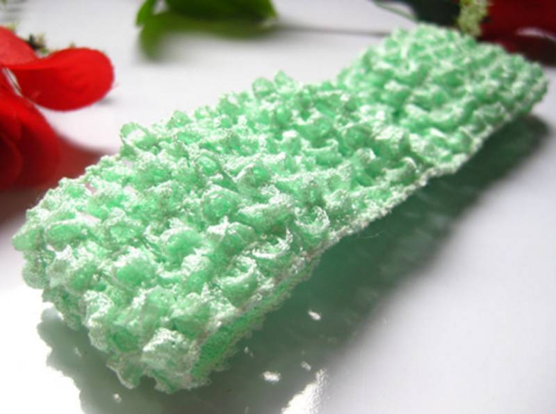 Crochet Knitted soft Elastic NewBorn BabyGirl Sage Green Headband