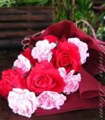 Bunch of Artificial Roses and Carnations