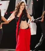 Evelyn Sharma Red Bollywood Replica Saree