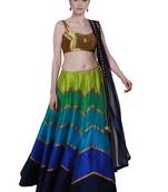 Multicolor printed art silk unstitched multicolor lehenga