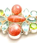 Stylish big stone silver plated junglee bracelet