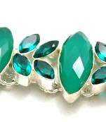 Stylish big stone silver plated junglee bracelet