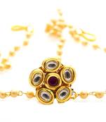 Premium quality kundan borla with side pearl chain