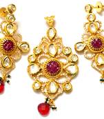 Premium kundan and CZ fusion pendant set