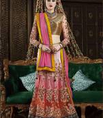 Orange embroidered net unstitched ghagra choli