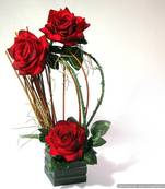 Amazing Artificial Velevet Red Rose Flower Arrangement