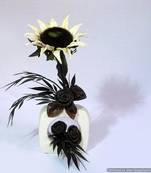Dried Artificial Sun flower Arrangement on Ceramic Vase
