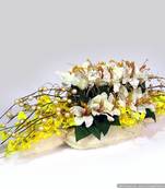 Assorted Artificial Flower Flat Arrangement with Jute Mat