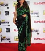 Raveena Tandon Black & Green Bollywood Replica Saree