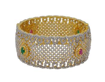 Classy Red Green Broamerican Diamond Kada Bangle Gold Plated 1
