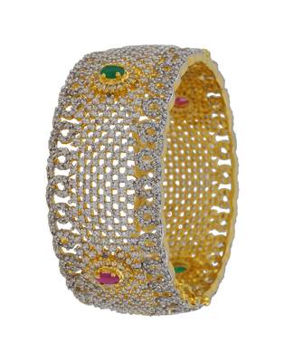 Classy Red Green Broamerican Diamond Kada Bangle Gold Plated 2