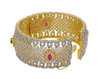 Classy Red Green Broamerican Diamond Kada Bangle Gold Plated 3