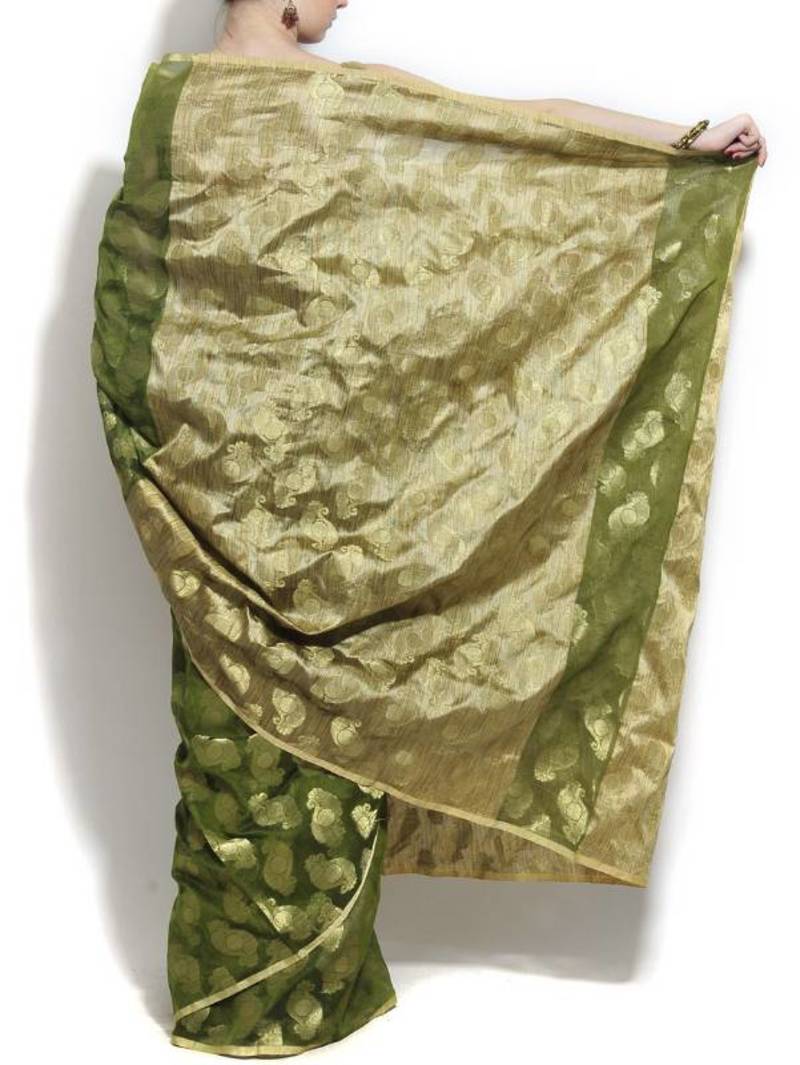 Banarasi Supernet Ghiccha Pallu Polka Saree