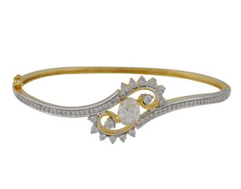 Affinity Jewellers Single Line Design With White Oval Stone Gold Plated 1