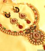 Multicolour Peacock Polki Necklace Set