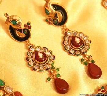 Multicolour Peacock Polki Necklace Set 2