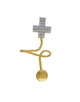 Affinity Jewellers Stylish Cross Shaped Small American Diamond Nail Ring Gold Plated 1