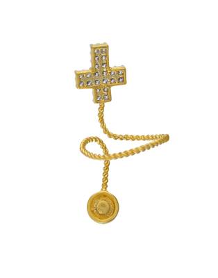 Affinity Jewellers Stylish Cross Shaped Small American Diamond Nail Ring Gold Plated 2