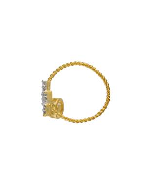 Affinity Jewellers Stylish Cross Shaped Small American Diamond Nail Ring Gold Plated 3