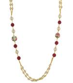 Hyderabadi Pearls beautiful handcrafted red white pearl string(taarmala)
