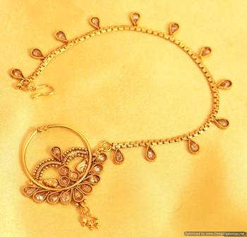 Antique Gold Look Zircon Bridal Nose Ring 1