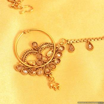 Antique Gold Look Zircon Bridal Nose Ring 2