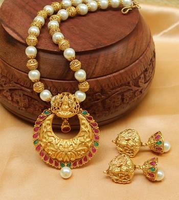 Beautiful Designer Matt finish  Hand made   Temple necklace set 1