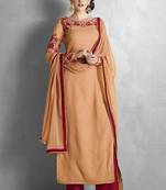 Orange Georgette Embroidered Semi Stitiched Salwar With Dupatta