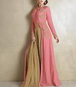 Baby Pink Georgette Embroidered Semi Stitiched Indo Western Dress