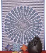 Blue Printed Cotton Bed Sheet With Covers