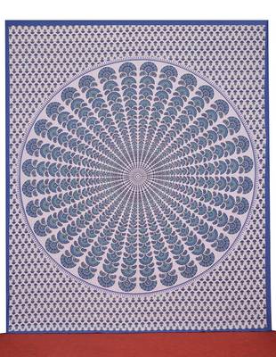 Blue Printed Cotton Bed Sheet With Covers 3